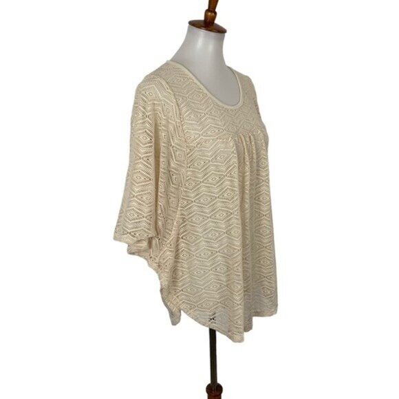 Scully Top Medium Cream Sheer See Through Boho Romantic Festival - Picture 3 of 5